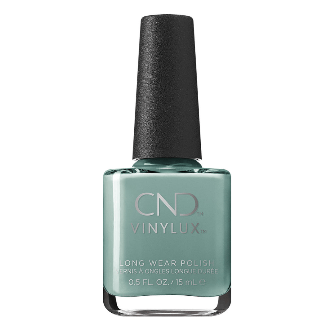 CND Vinylux Morning Dew #409 – Støvet blågrøn neglelak på flaske