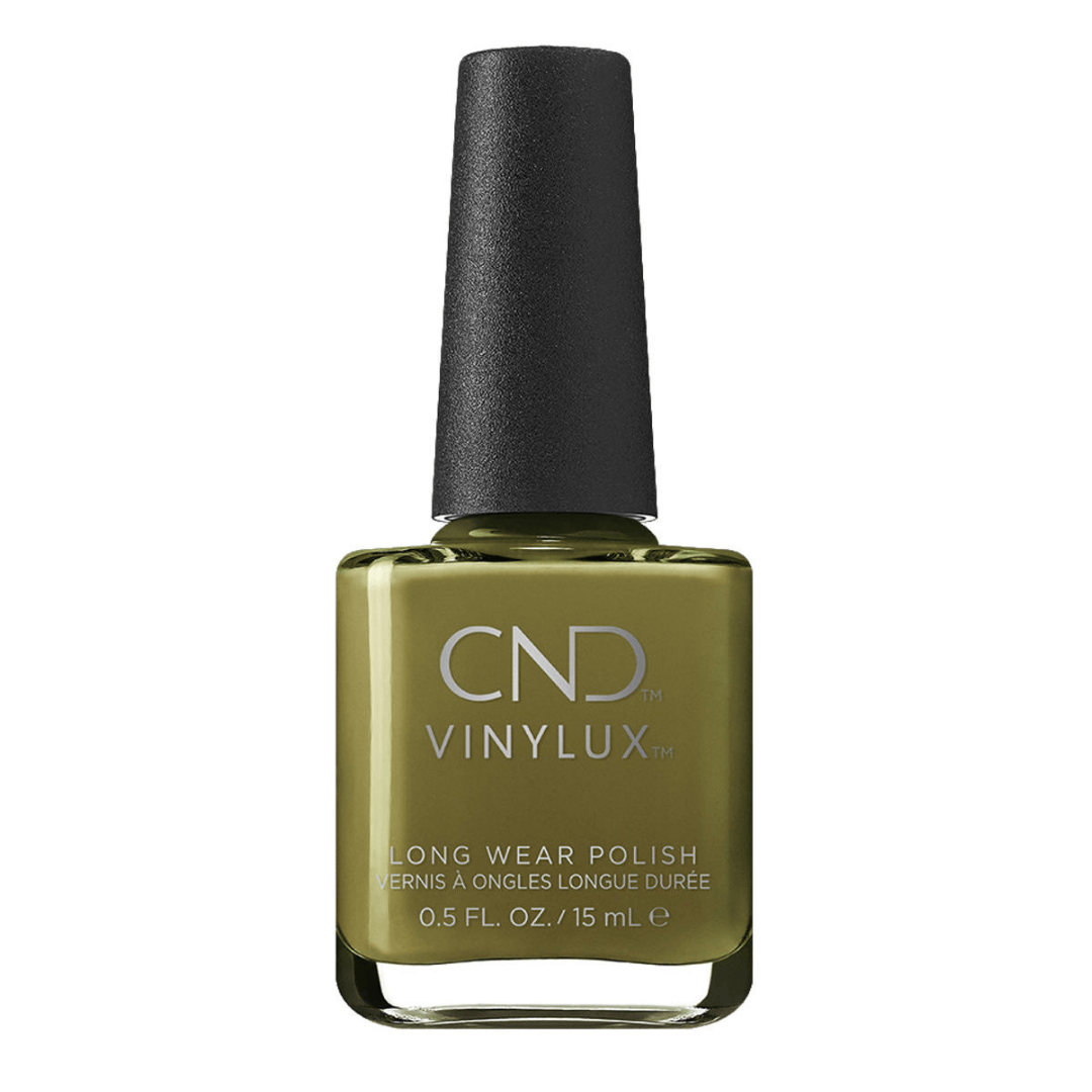 CND Vinylux Olive Grove #403 – Mørkegrøn neglelak på flaske