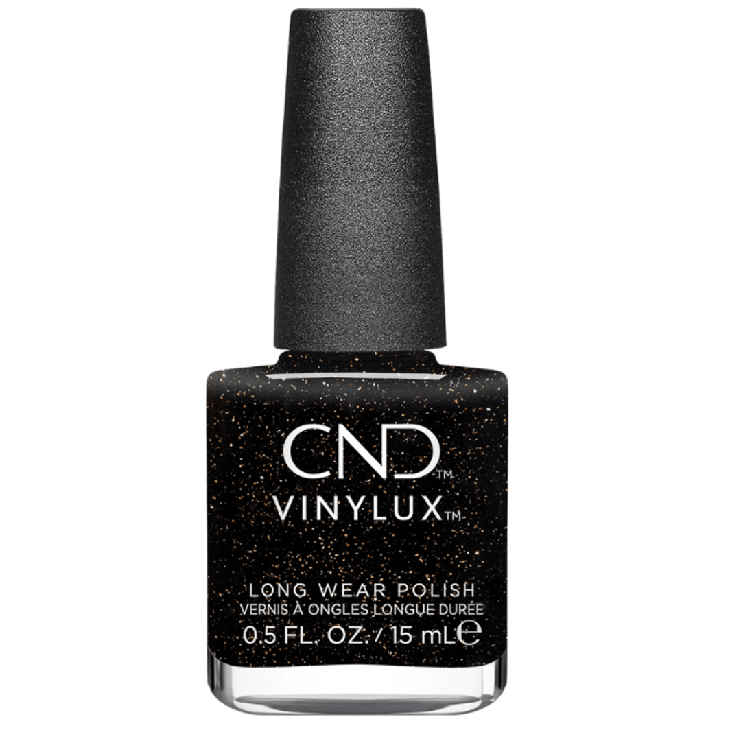 CND Vinylux Opulent Onyx #483 – Sort holografisk glitter neglelak på flaske
