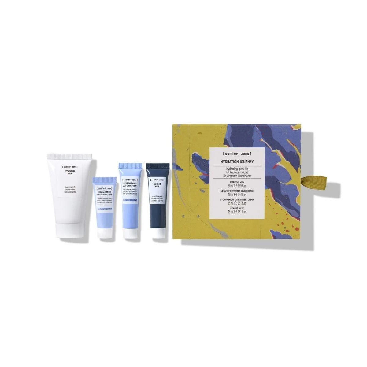 Comfort Zone Hydramemory Hydration Journey Kit med fire hudplejeprodukter