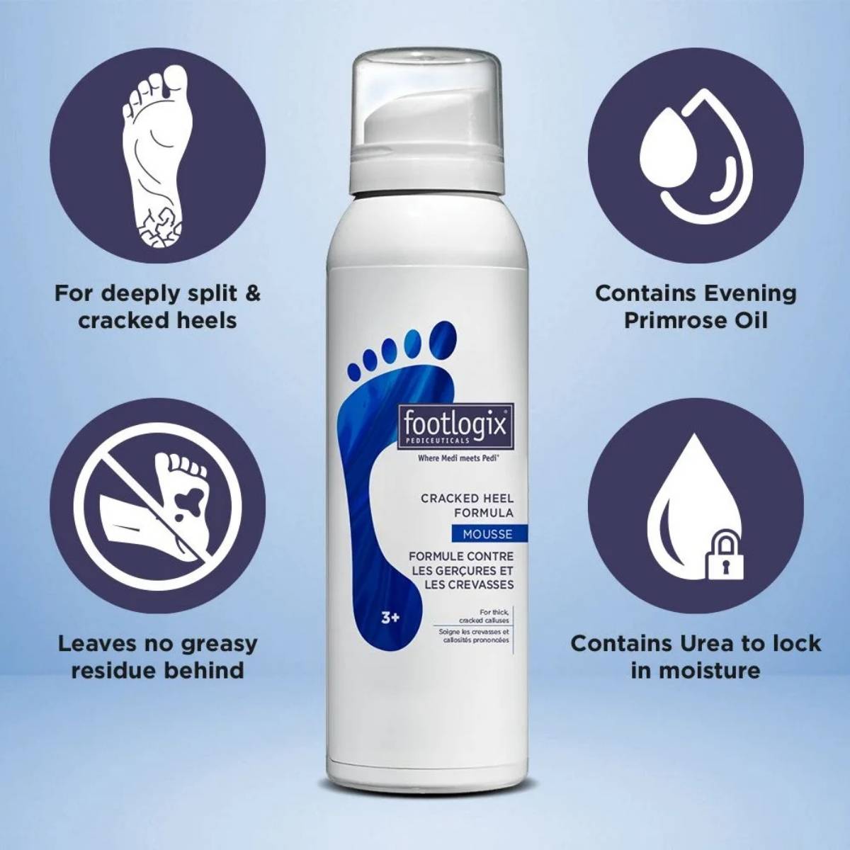 Footlogix mousse med urea og natlysolie