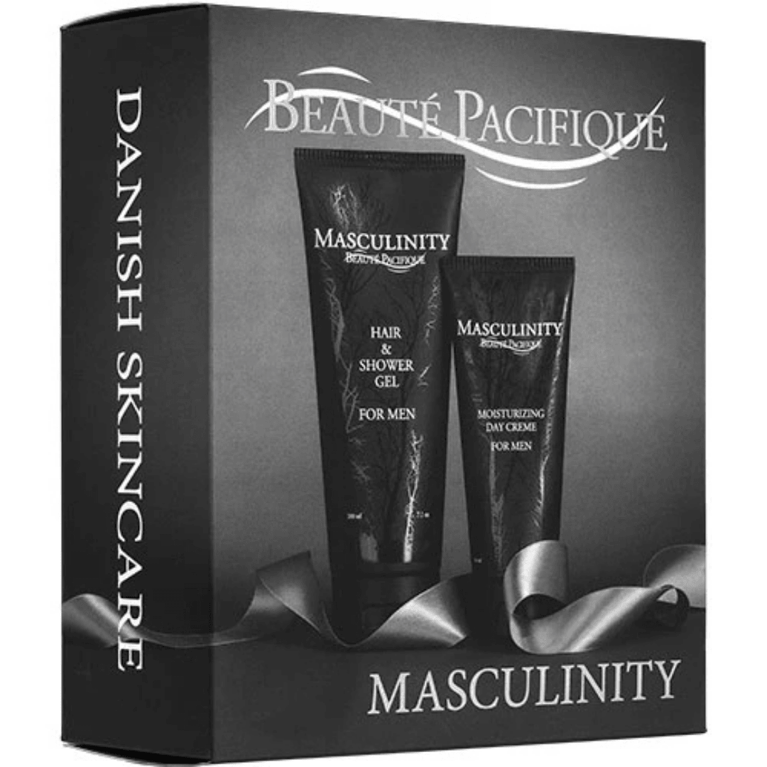 Beauté Pacifique Masculinity Christmas 2025 gaveæske med Hair & Shower Gel og Dagcreme.