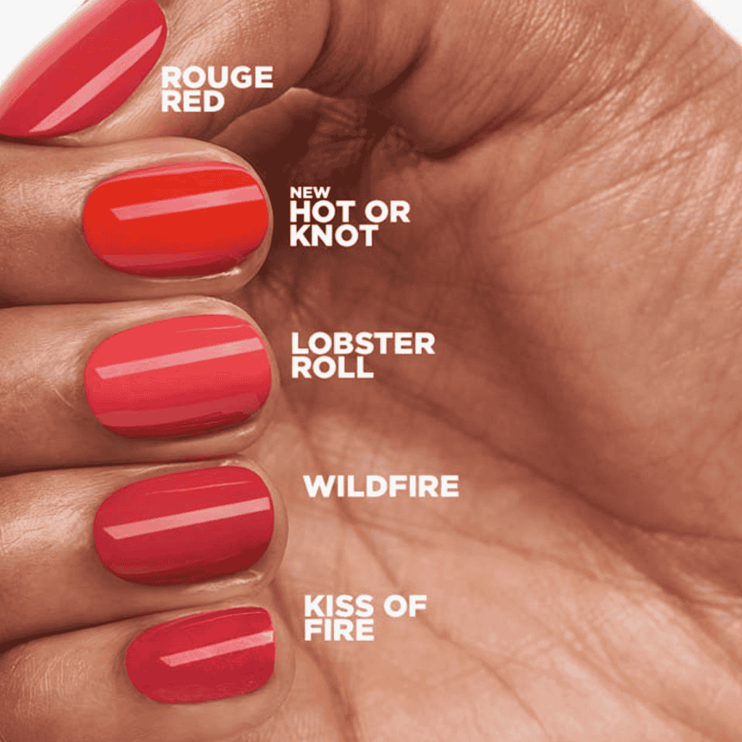 CND Vinylux Kiss Of Fire #288 – Blodrød shimmer neglelak close-up