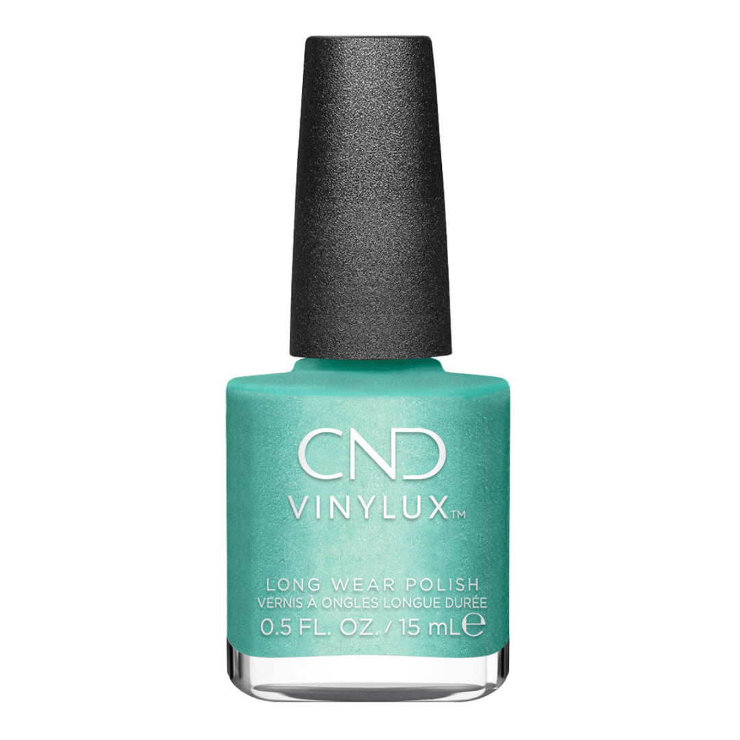 CND Vinylux Clash Out #446 – Grøn neglelak med guldglimmer på flaske